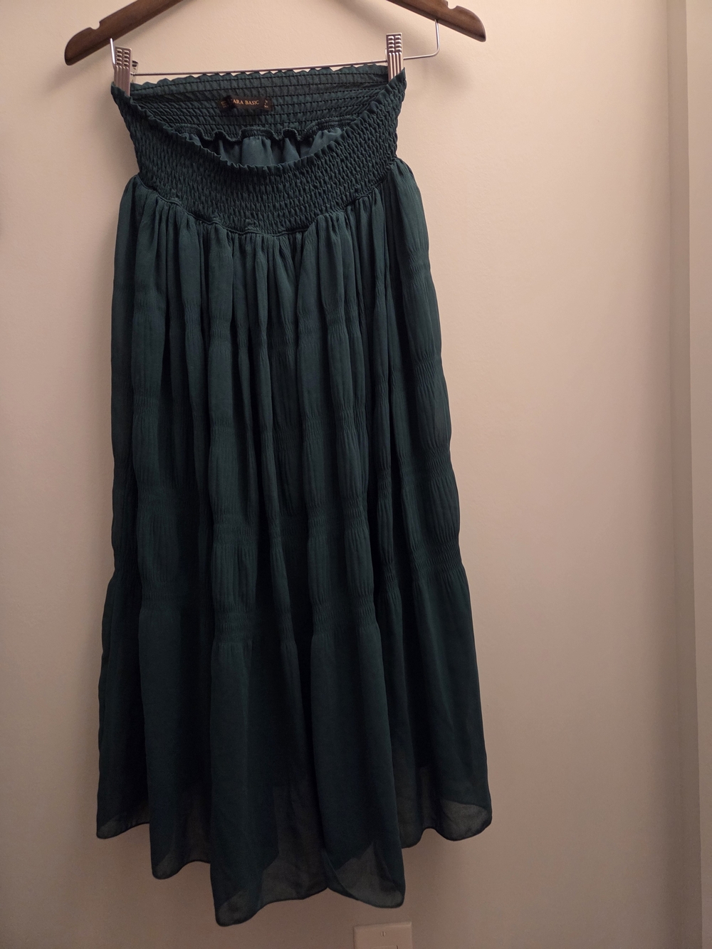 Zara Chiffon Smocked-Waist Maxi Skirt